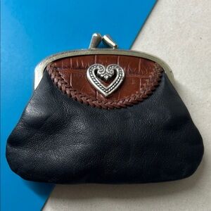 🖤Vintage Brighton Black and Brown Leather Kisslock Coin Purse